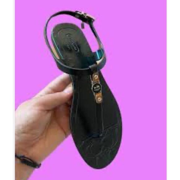 Sz 8 coach piccadilly black jelly sandals/shoes - Picture 1 of 7